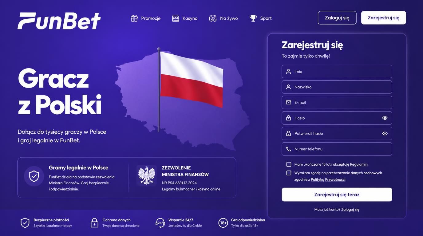 mapa Polski z formularzem rejestracji