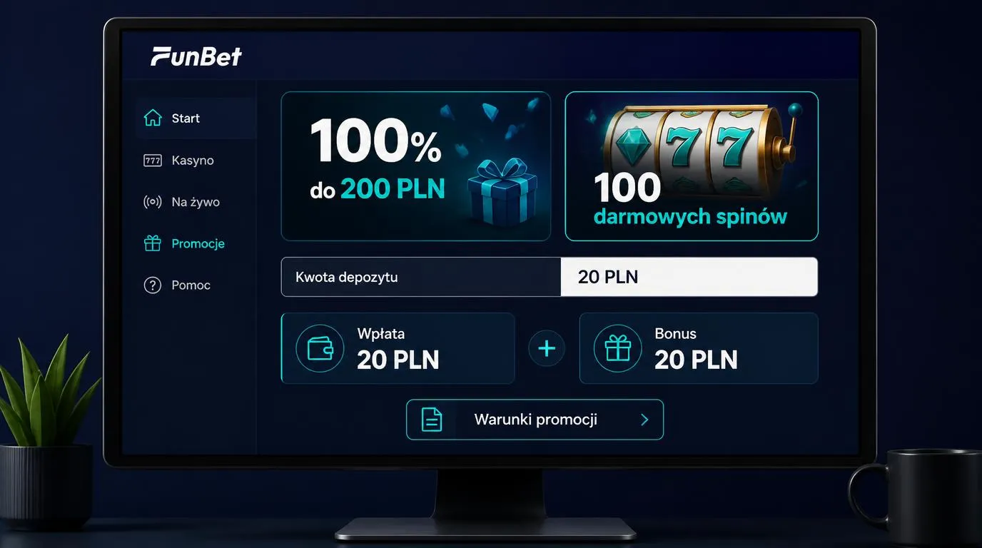 Laptop z formularzem rejestracji, panelem weryfikacji tożsamości i kasą do wyboru metody wpłaty